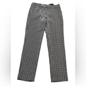 Sharagano Women's Black White Check Straight Leg Dress Pants 8 NWT